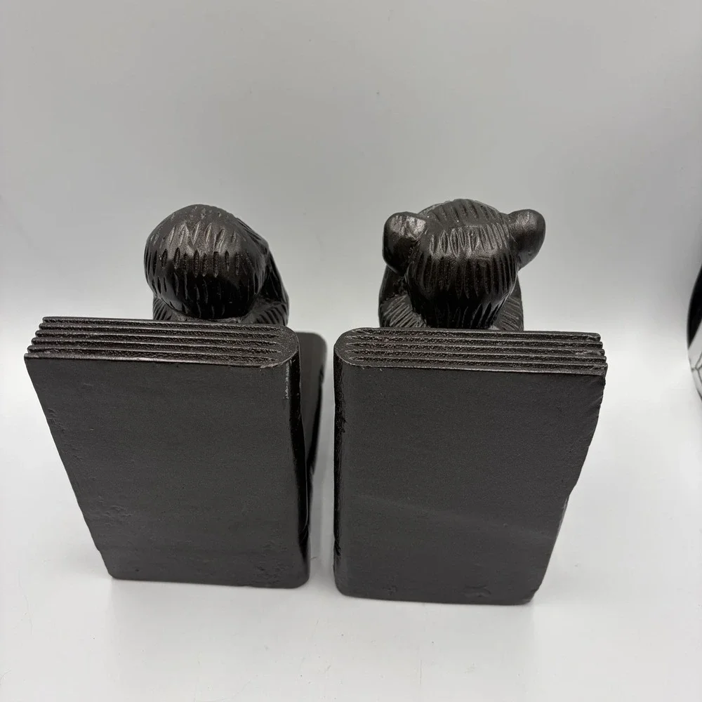 VTG Decorative See No Evil Hear No Evil Monkey Bookend Pair Carved ‎ Rustic MCM
